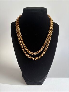 Vintage 1980s Made in Italy Gold Double Strand Chain Necklace